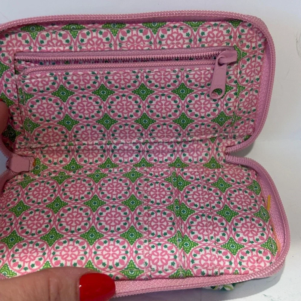 Vera Bradley Pink Swirls Zip ID Case Wristlet Wallet Quilted Cotton Paisley